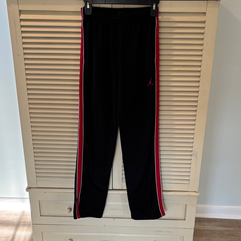 Kids Black Track Pants with Red Stripes with Micheal Jordan